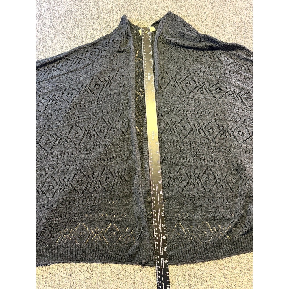 Becool Crochet Knit Cardigan Sweater Womens M/L Black Open Front Relaxed Fit - Picture 9 of 16